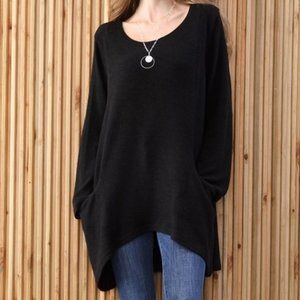 NWT Black Super Soft Side-Pockets Scoop neck Tunic Lightweight Warm Swea…